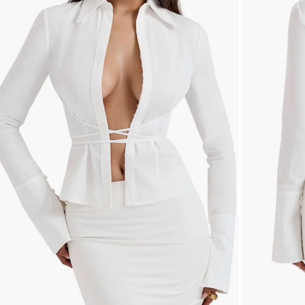 House of CB Ivory Wrap Blouse